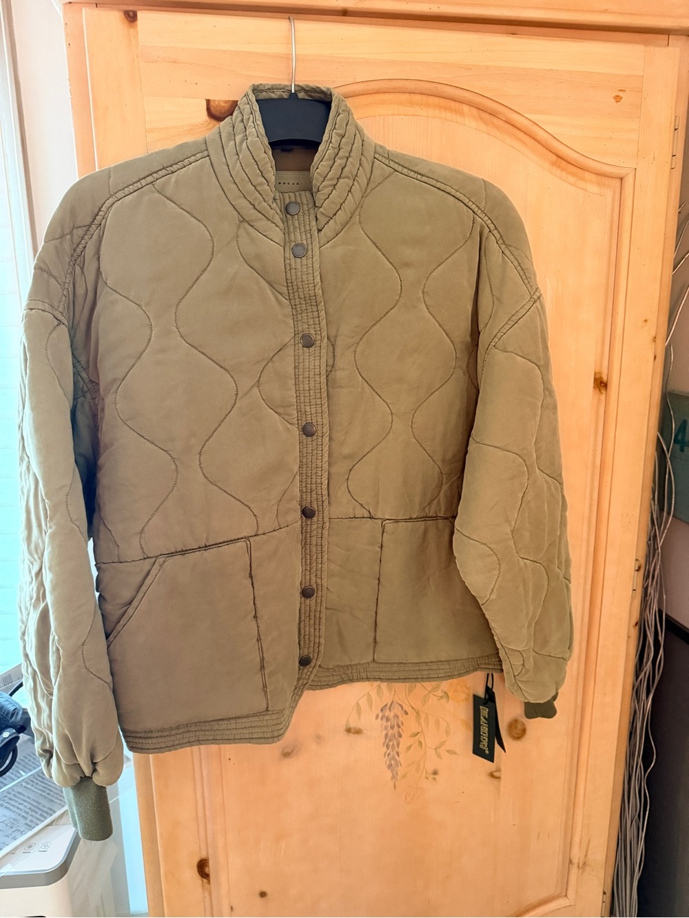 Blank NYC Olive Quilted Snap-Front Bomber Jacket
